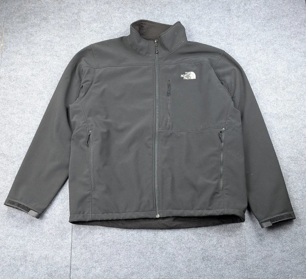 The North Face Apex Jacket Mens XL Gray Softshell Outdoors Hiking Full Zip Gray